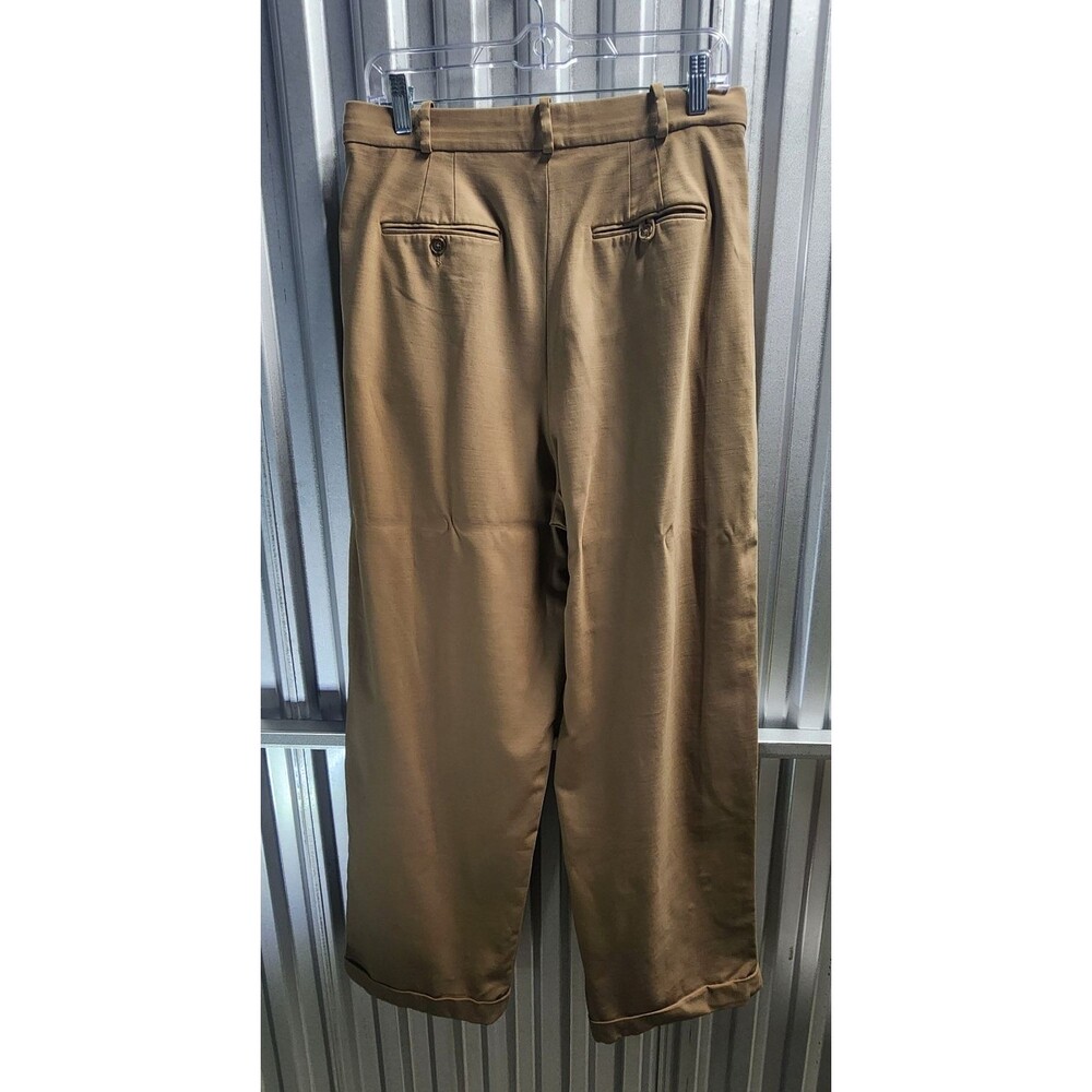Vintage Ralph Lauren Baggy Wide Cuffed Legs Women's Pants Beige Size 10 - Picture 6 of 16